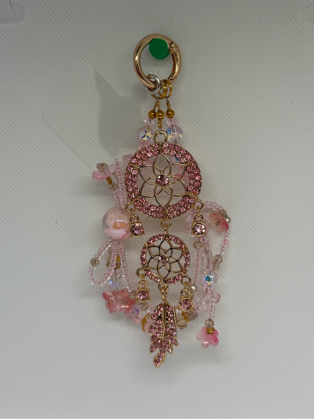 Pink Crystal Dreamcatcher Pendant Keychain
